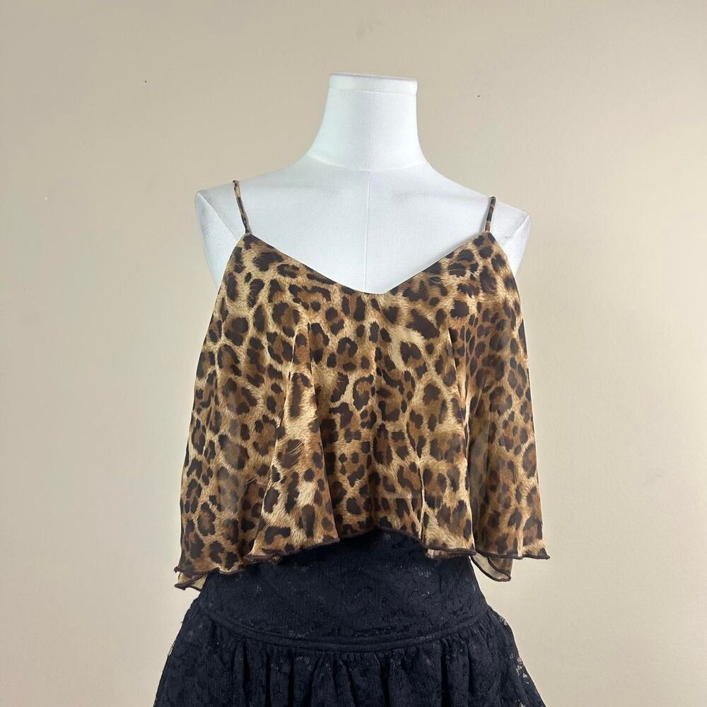 Agaci NWT Leopard Ruffle Crop Top